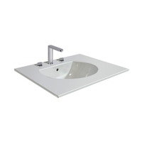 Immagine di Duravit DARLING NEW lavabo consolle 83 cm con 3 fori per rubinetteria, con troppopieno, con bordo per rubinetteria, WonderGliss, colore bianco 04998300301