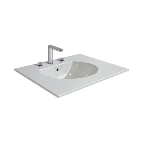 Immagine di Duravit DARLING NEW lavabo consolle 83 cm con 3 fori per rubinetteria, con troppopieno, con bordo per rubinetteria, WonderGliss, colore bianco 04998300301