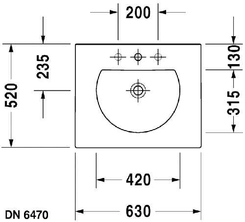 Immagine di Duravit DARLING NEW lavabo consolle 63 cm monoforo, con troppopieno, con bordo per rubinetteria, WonderGliss, colore bianco 04996300001