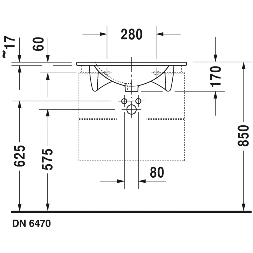 Immagine di Duravit DARLING NEW lavabo consolle 63 cm monoforo, con troppopieno, con bordo per rubinetteria, WonderGliss, colore bianco 04996300001