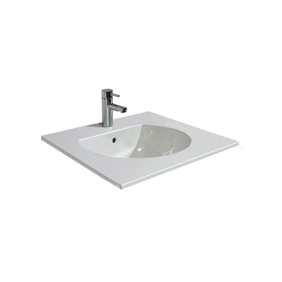 Immagine di Duravit DARLING NEW lavabo consolle 63 cm monoforo, con troppopieno, con bordo per rubinetteria, WonderGliss, colore bianco 04996300001