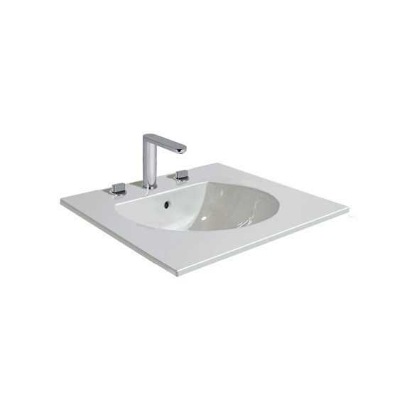 Immagine di Duravit DARLING NEW lavabo consolle 63 cm con 3 fori per rubinetteria, con troppopieno, con bordo per rubinetteria, colore bianco 0499630030