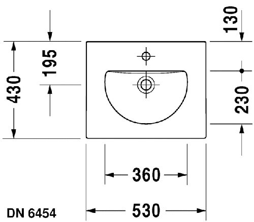 Immagine di Duravit DARLING NEW lavabo consolle 53 cm monoforo, con troppopieno, con bordo per rubinetteria, colore bianco 0499530000