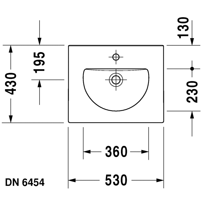 Immagine di Duravit DARLING NEW lavabo consolle 53 cm monoforo, con troppopieno, con bordo per rubinetteria, colore bianco 0499530000