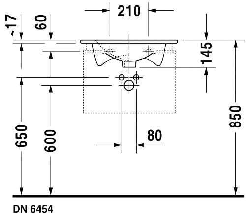 Immagine di Duravit DARLING NEW lavabo consolle 53 cm monoforo, con troppopieno, con bordo per rubinetteria, colore bianco 0499530000