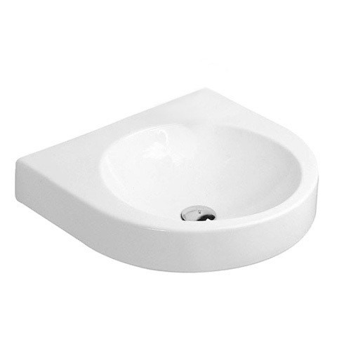 Immagine di Duravit ARCHITEC lavabo 57.5 cm con foro diaframmato per rubinetteria a sinistra e per dispenser portasapone a destra, senza troppopieno, con bordo per rubinetteria, lato inferiore smaltato, colore bianco 0449580000