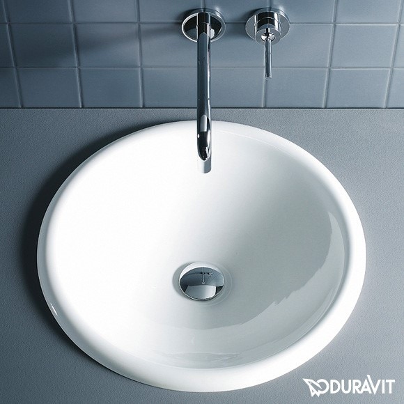 Immagine di Duravit ARCHITEC lavabo da incasso Ø 45 cm, senza foro, per incasso soprapiano, senza troppopieno, lato inferiore smaltato, colore bianco 0318450000