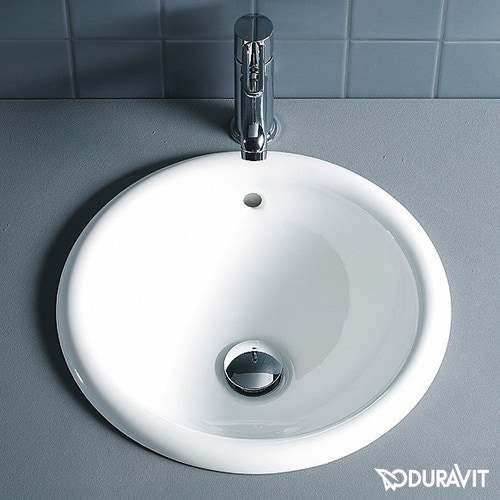Immagine di Duravit ARCHITEC lavabo da incasso Ø 40 cm, senza foro, per incasso soprapiano, senza troppopieno, lato inferiore smaltato, colore bianco 0318400000