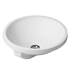 Immagine di Duravit ARCHITEC lavabo da incasso Ø 40 cm senza foro, per incasso sottopiano, con troppopieno, lato inferiore smaltato, colore bianco 0468400000