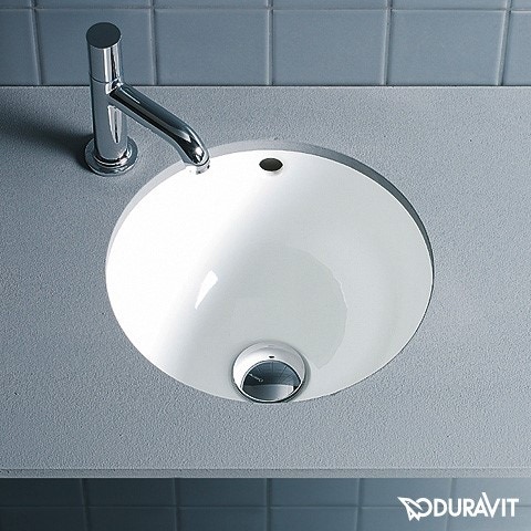Immagine di Duravit ARCHITEC lavabo da incasso Ø 32.5 cm senza foro, per incasso sottopiano, con troppopieno, lato inferiore smaltato, colore bianco 0319320000