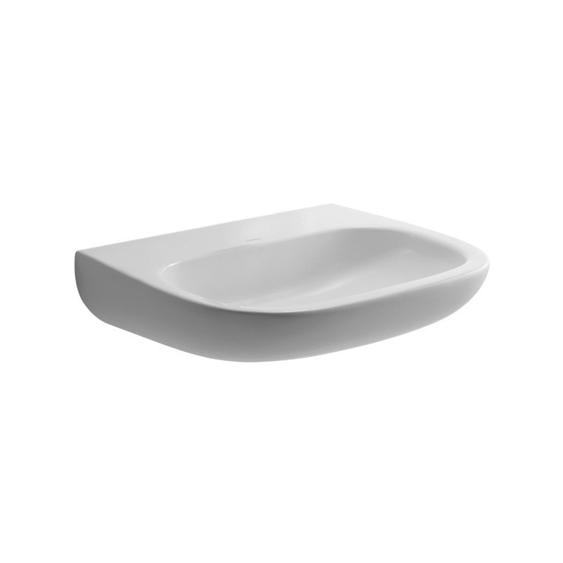 Immagine di Duravit D-CODE lavabo Med senza foro 55 cm a parete, senza troppopieno, con bordo per rubinetteria, lato inferiore smaltato, colore bianco 2311550070