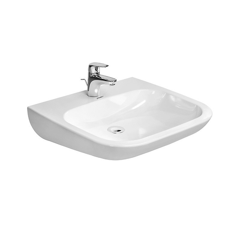 Immagine di Duravit D-CODE lavabo Vital Med monoforo senza troppopieno, con bordo per rubinetteria, lato inferiore smaltato, colore bianco 23136000002