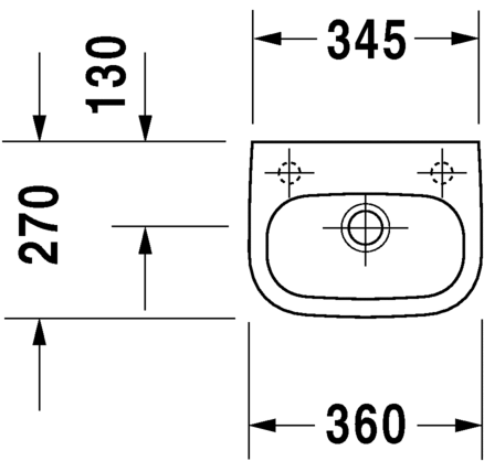 Immagine di Duravit D-CODE lavamani monoforo con foro rubinetteria a destra, con troppopieno e bordo per rubinetteria, lato inferiore smaltato, colore bianco 0705360008