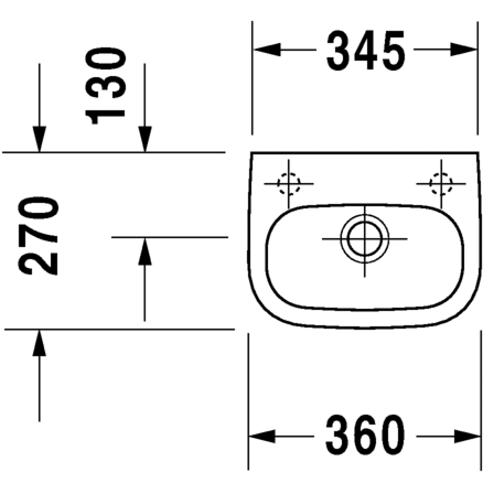 Immagine di Duravit D-CODE lavamani monoforo con foro rubinetteria a destra, con troppopieno e bordo per rubinetteria, lato inferiore smaltato, colore bianco 0705360008