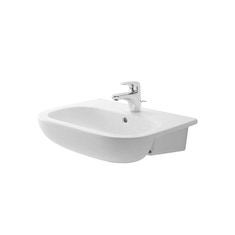 Immagine di Duravit D-CODE lavabo semincasso 55 cm monoforo, con troppopieno e bordo per rubinetteria, colore bianco 0339550000