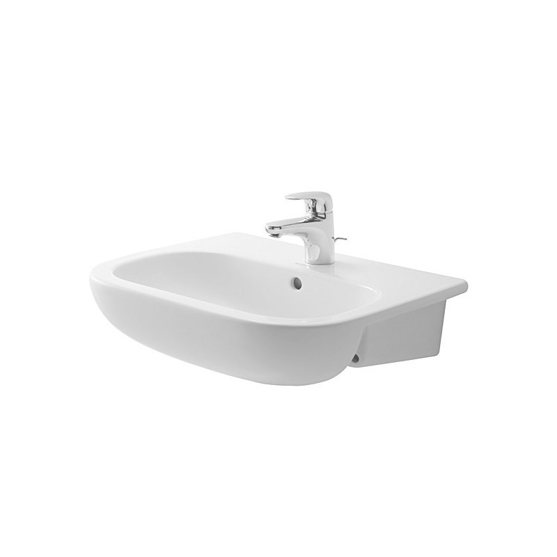 Immagine di Duravit D-CODE lavabo semincasso 55 cm monoforo, con troppopieno e bordo per rubinetteria, colore bianco 0339550000