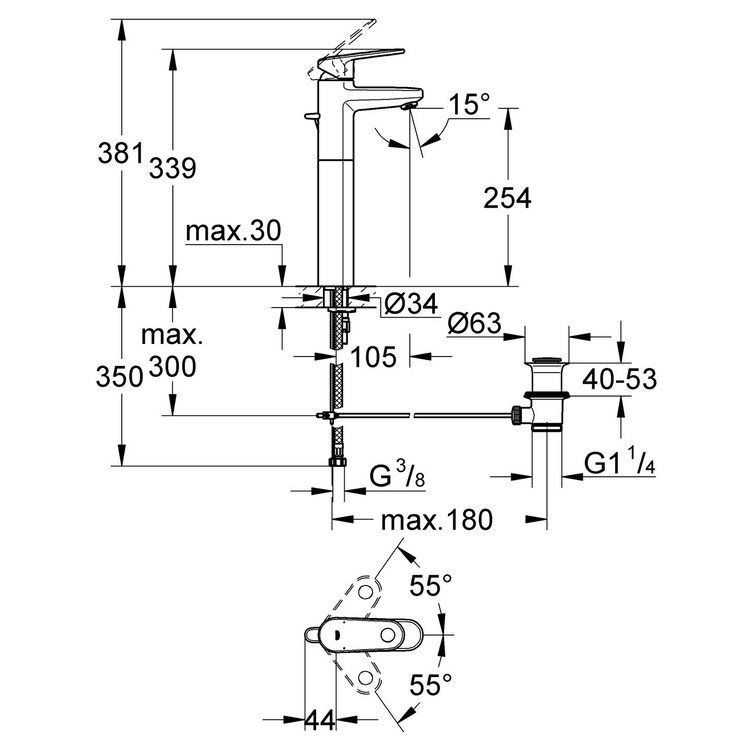 Grohe 32618002 Europlus Miscelatore Monocomando Lavabo a Bacinella ...