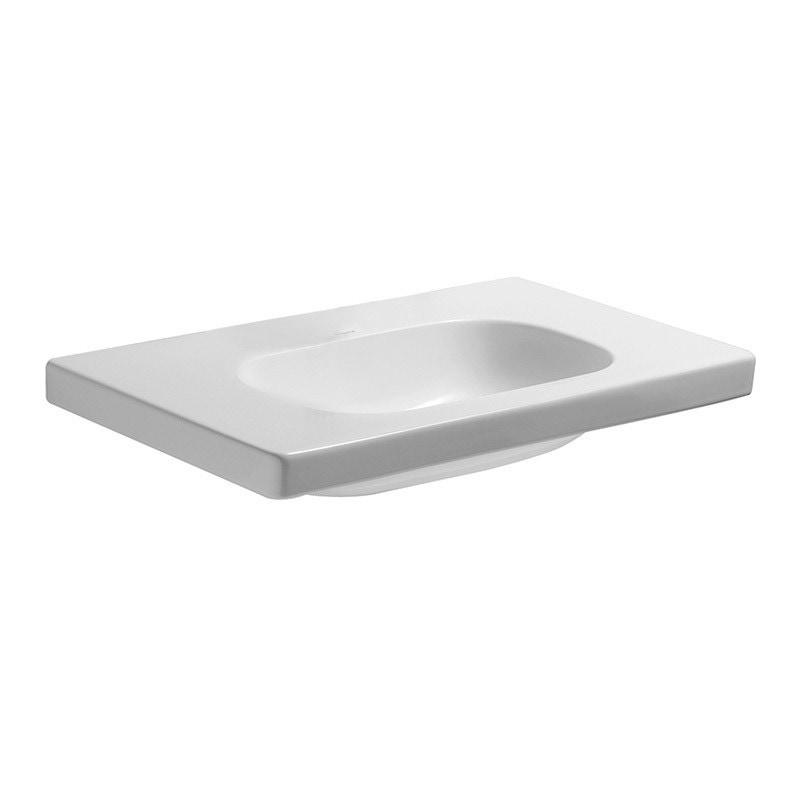 Immagine di Duravit D-CODE lavabo Med 85 cm senza foro rubinetteria, senza troppopieno, con bordo per rubinetteria, colore bianco 03528500702