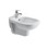 Immagine di Duravit D-CODE set sanitari sospesi, vaso a cacciata, sedile con chiusura rallentata, bidet monoforo con troppopieno, colore bianco 2257150000+2535090099+0067390000