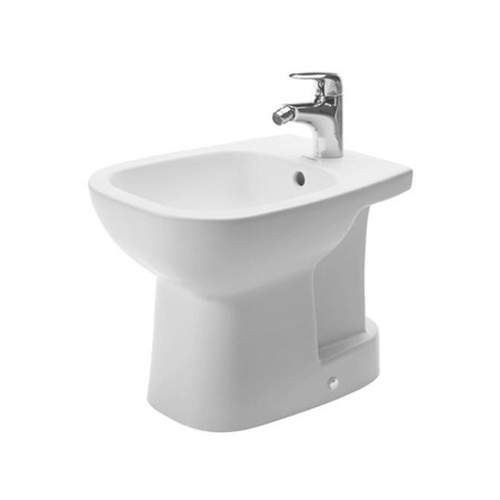 Immagine di Duravit D-CODE bidet a pavimento monoforo, con troppopieno e bordo per rubinetteria, colore bianco 2237100000