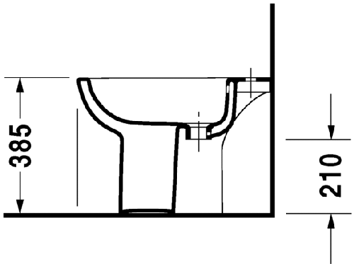 Immagine di Duravit D-CODE bidet a pavimento monoforo, con troppopieno e bordo per rubinetteria, colore bianco 2238100000