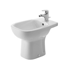 Immagine di Duravit D-CODE bidet a pavimento monoforo, con troppopieno e bordo per rubinetteria, colore bianco 2238100000