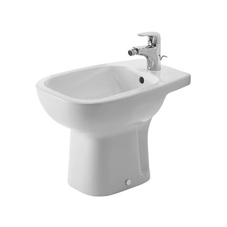 Immagine di Duravit D-CODE bidet a pavimento monoforo, con troppopieno e bordo per rubinetteria, colore bianco 2238100000