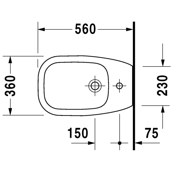 Immagine di Duravit D-CODE bidet a pavimento a filo parete monoforo, con troppopieno e bordo per rubinetteria, colore bianco 22411000002