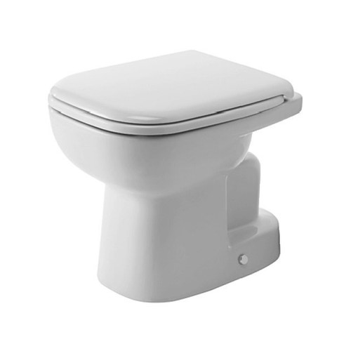 Immagine di Duravit D-CODE vaso a pavimento a cacciata per cassetta a incasso o esterna, senza sedile del vaso, con brida di risciacquo, scarico verticale, colore bianco 2110010000