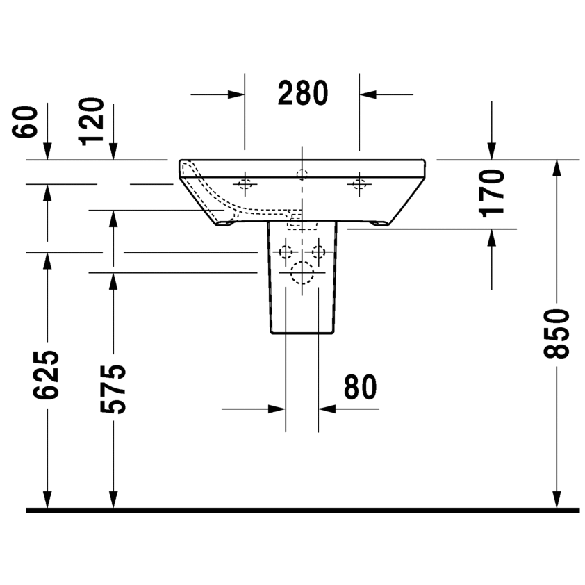Immagine di Duravit DURASTYLE lavabo 60 cm con 3 fori per rubinetteria, con troppopieno, con bordo per rubinetteria, lato inferiore smaltato, WonderGliss, colore bianco 23196000301