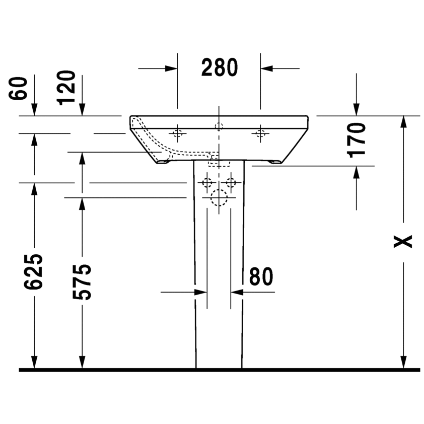 Immagine di Duravit DURASTYLE lavabo 60 cm con 3 fori per rubinetteria, con troppopieno, con bordo per rubinetteria, lato inferiore smaltato, WonderGliss, colore bianco 23196000301