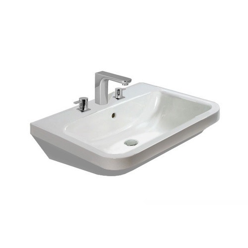 Immagine di Duravit DURASTYLE lavabo 60 cm con 3 fori per rubinetteria, con troppopieno, con bordo per rubinetteria, lato inferiore smaltato, WonderGliss, colore bianco 23196000301