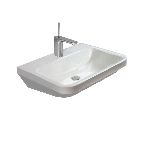 Immagine di Duravit DURASTYLE lavabo Med 60 cm monoforo, senza troppopieno, con bordo per rubinetteria, WonderGliss, lato inferiore smaltato, colore bianco 23246000001