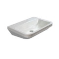 Immagine di Duravit DURASTYLE lavabo Med 60 cm senza foro per rubinetteria, senza troppopieno, con bordo per rubinetteria, WonderGliss, lato inferiore smaltato, colore bianco 23246000701