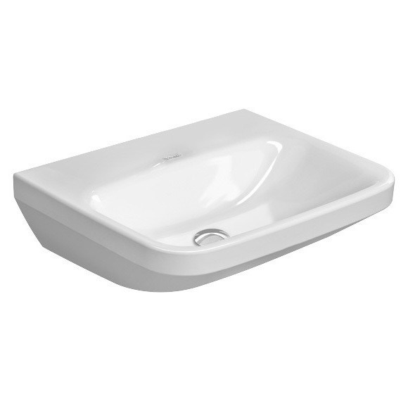 Immagine di Duravit DURASTYLE lavabo Med 55 cm senza foro per rubinetteria, senza troppopieno, con bordo per rubinetteria, lato inferiore smaltato, colore bianco 2324550070