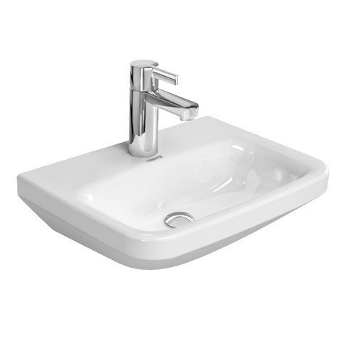 Immagine di Duravit DURASTYLE lavamani 36 cm monoforo, senza troppopieno, con bordo per rubinetteria, con foro per rubinetteria a destra, lato inferiore smaltato, colore bianco 0708450000