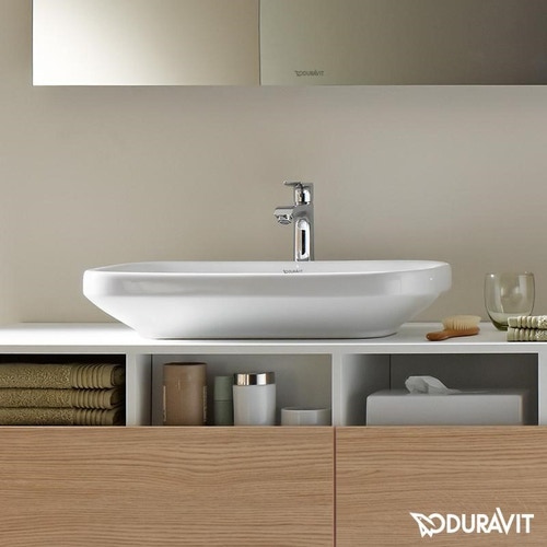 Immagine di Duravit DURASTYLE bacinella da appoggio soprapiano 60 cm senza foro per rubinetteria, con rettifica, senza troppopieno, senza bordo per rubinetteria, colore bianco 0349600000