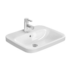 Immagine di Duravit DURASTYLE lavabo da incasso 56 cm monoforo, per incasso soprapiano, con troppopieno, con bordo per rubinetteria, colore bianco 0374560000