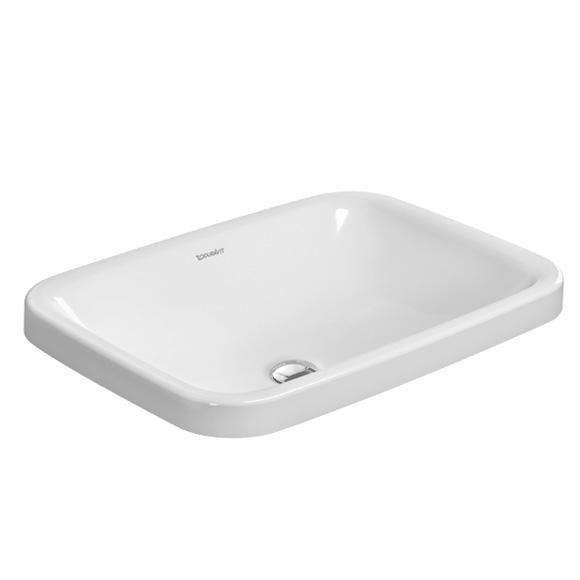 Immagine di Duravit DURASTYLE lavabo da incasso 60 cm senza foro per rubinetteria, per incasso soprapiano, senza troppopieno, senza bordo per rubinetteria, colore bianco 0372600000
