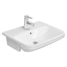 Immagine di Duravit DURASTYLE lavabo semincasso 55 cm monoforo, con troppopieno, con bordo per rubinetteria, colore bianco 0375550000