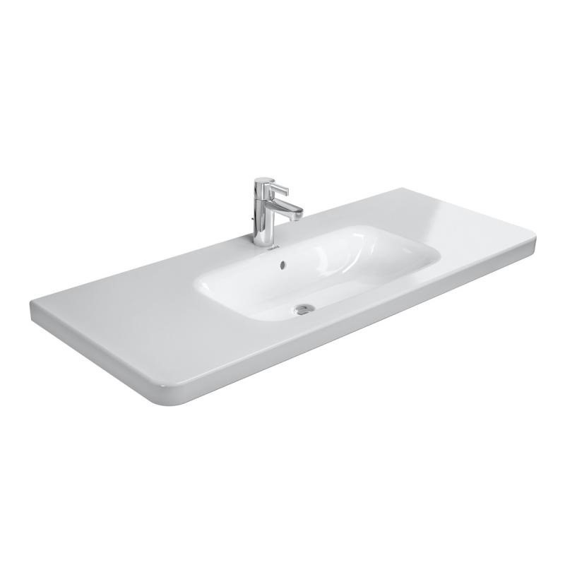 Immagine di Duravit DURASTYLE lavabo consolle 120 cm monoforo, con troppopieno e con bordo per rubinetteria, lato inferiore smaltato, colore bianco 2320120000