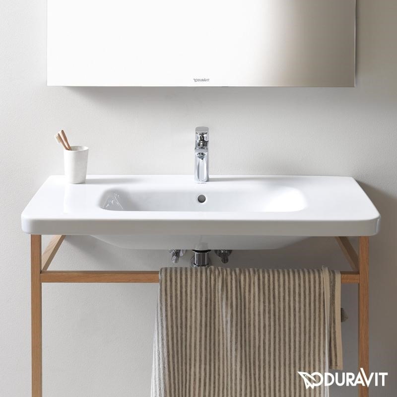 Immagine di Duravit DURASTYLE lavabo consolle 100 cm monoforo, con troppopieno e con bordo per rubinetteria, lato inferiore smaltato, colore bianco 2320100000