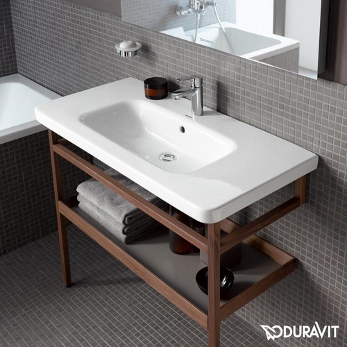 Immagine di Duravit DURASTYLE lavabo consolle 100 cm monoforo, con troppopieno e con bordo per rubinetteria, lato inferiore smaltato, colore bianco 2320100000