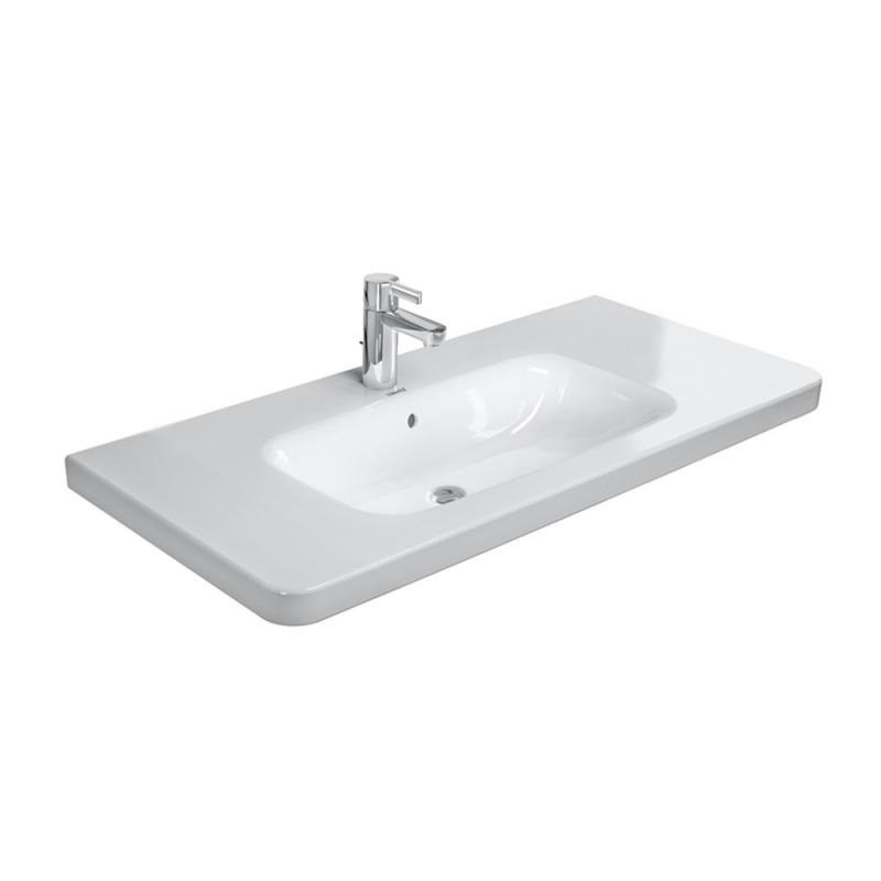 Immagine di Duravit DURASTYLE lavabo consolle 100 cm monoforo, con troppopieno e con bordo per rubinetteria, lato inferiore smaltato, colore bianco 2320100000