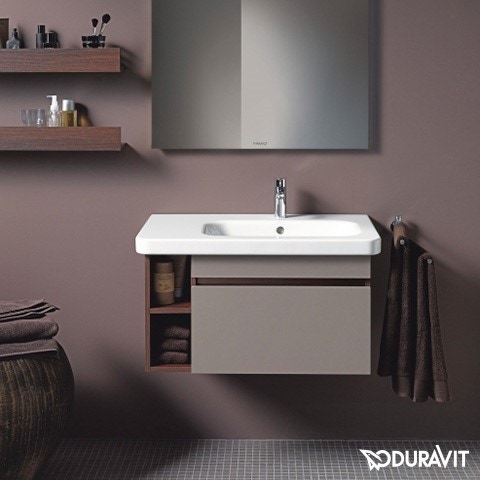 Immagine di Duravit DURASTYLE lavabo consolle asimmetrico 100 cm monoforo, con bacino a destra, senza troppopieno e bordo per rubinetteria, WonderGliss, colore bianco 23261000411