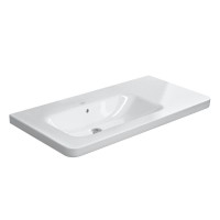 Immagine di Duravit DURASTYLE lavabo consolle asimmetrico 100 cm senza foro per rubinetteria, con bacino a sinistra, con troppopieno e bordo per rubinetteria, WonderGliss, colore bianco 23251000601