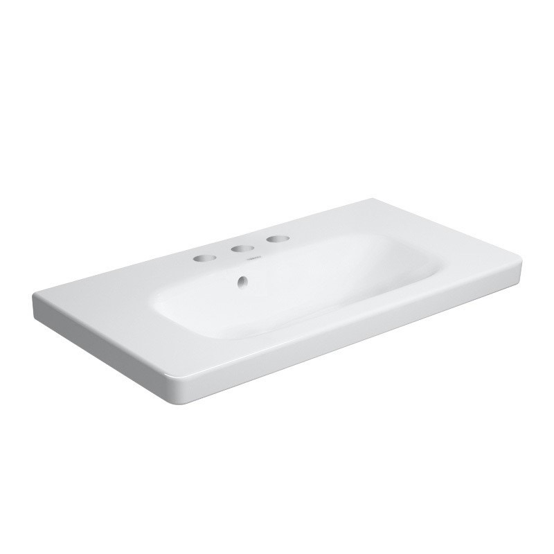 Immagine di Duravit DURASTYLE lavabo consolle Compact 78.5 cm con 3 fori per rubinetteria, con troppopieno, con bordo per rubinetteria, lato inferiore smaltato, colore bianco 2337780030