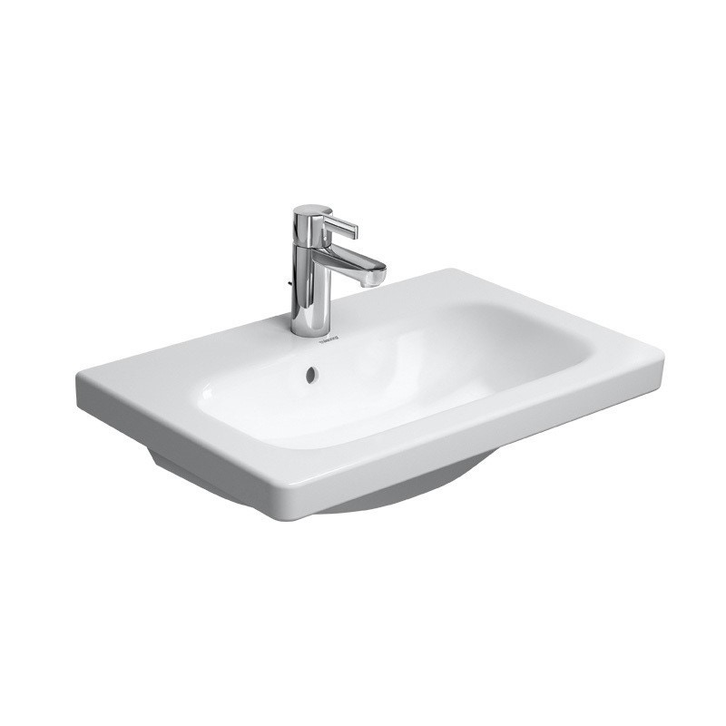 Immagine di Duravit DURASTYLE lavabo consolle Compact 63.5 cm monoforo, con troppopieno, con bordo per rubinetteria, lato inferiore smaltato, WonderGliss, colore bianco 23376300001