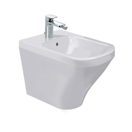 Immagine di Duravit DURASTYLE bidet a pavimento monoforo, a filo parete, con troppopieno e con bordo per rubinetteria, colore bianco 2284100000