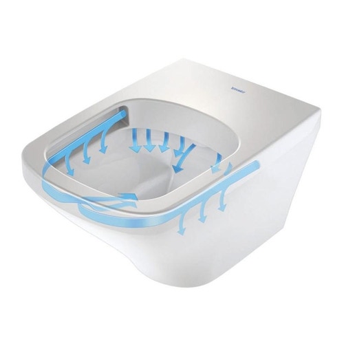 Immagine di Duravit DURASTYLE vaso sospeso Rimless® a cacciata, senza brida, senza sedile, fabbisogno di acqua di risciacquo 4,5 l, UWL classe 1, colore bianco 2551090000